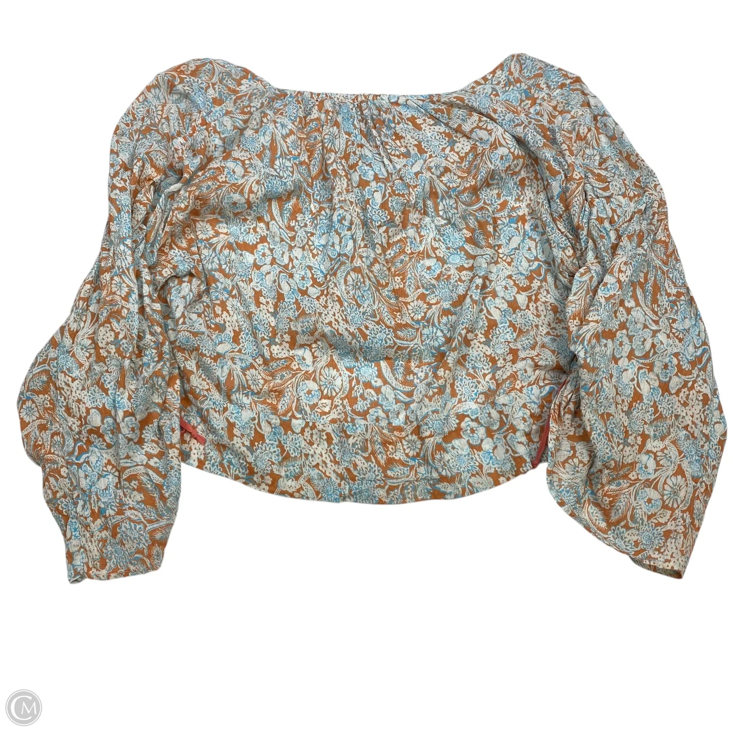 Top 3/4 Sleeve By Anthropologie In Blue & Orange, Size: M