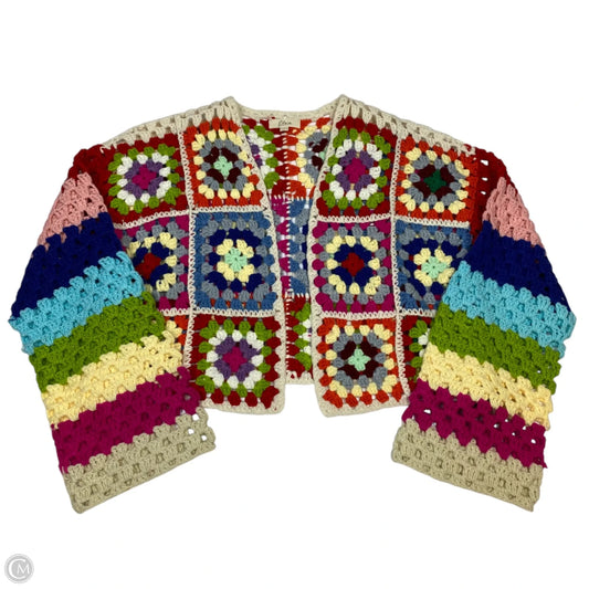 Sweater Cardigan By Elan In Multi-colored, Size: L