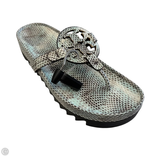 Sandals Designer By Tory Burch In Black & Green, Size: 8