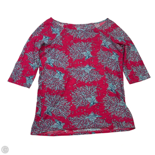 Top Short Sleeve Designer By Lilly Pulitzer In Blue & Pink, Size: S