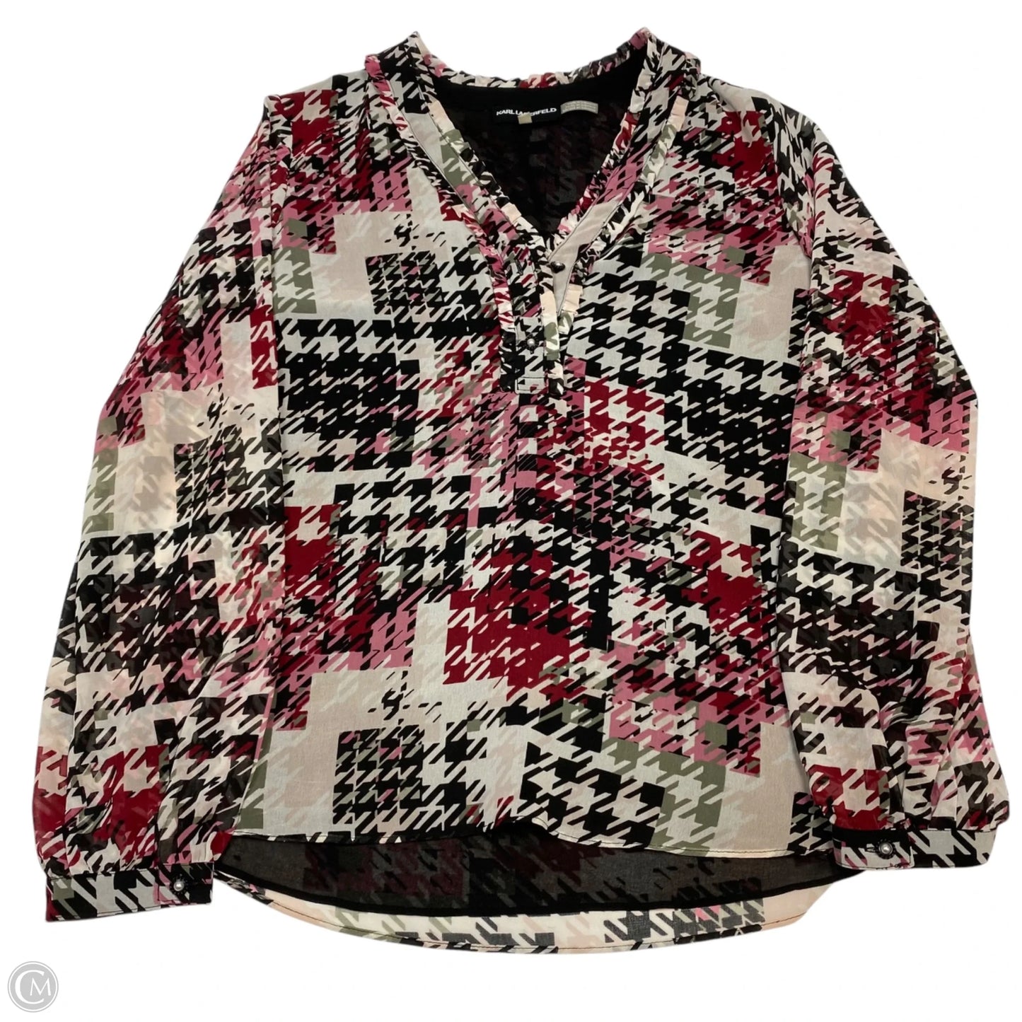 Blouse Designer By Karl Lagerfeld In Pink & Red, Size: S