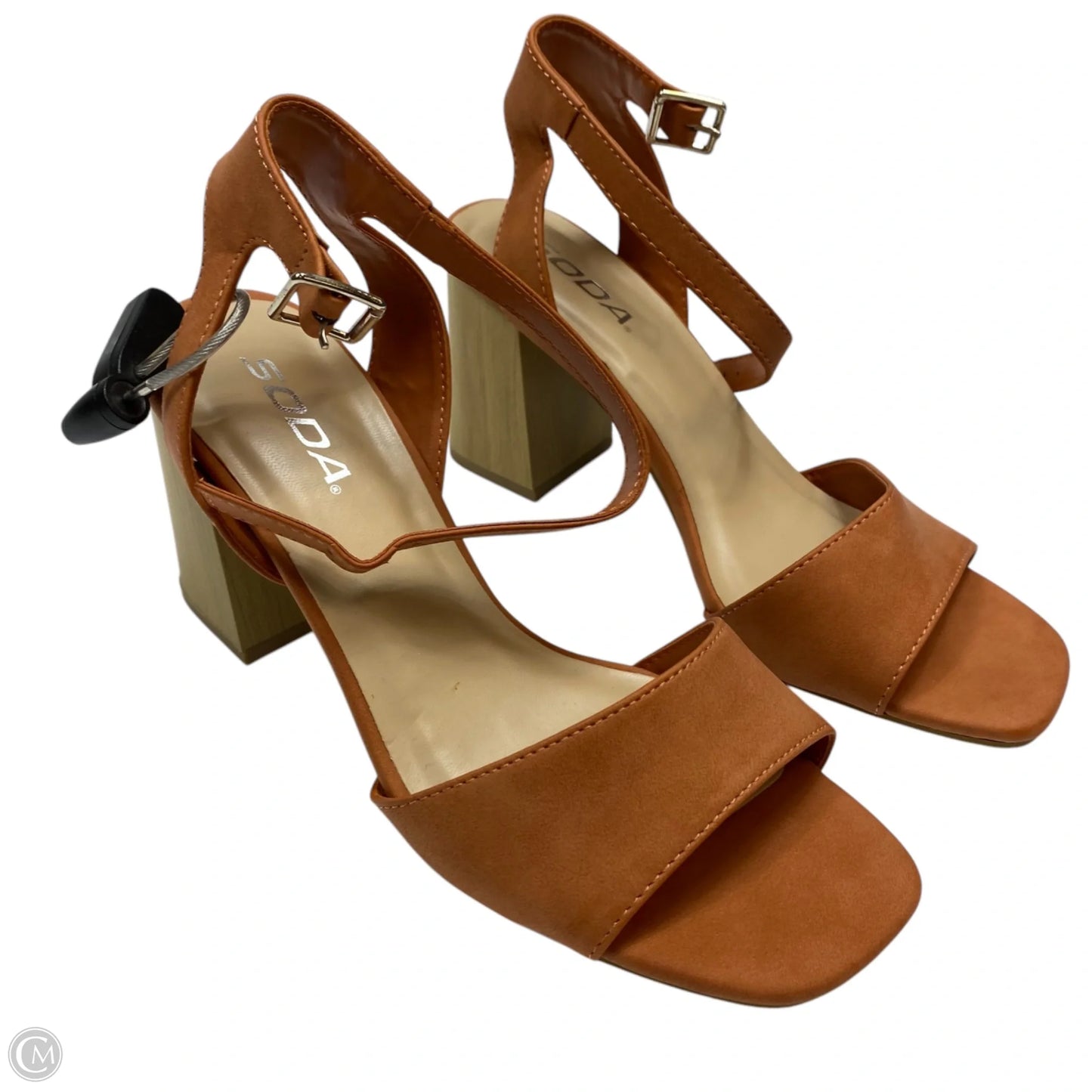 Sandals Heels Block By Soda In Orange, Size: 7.5