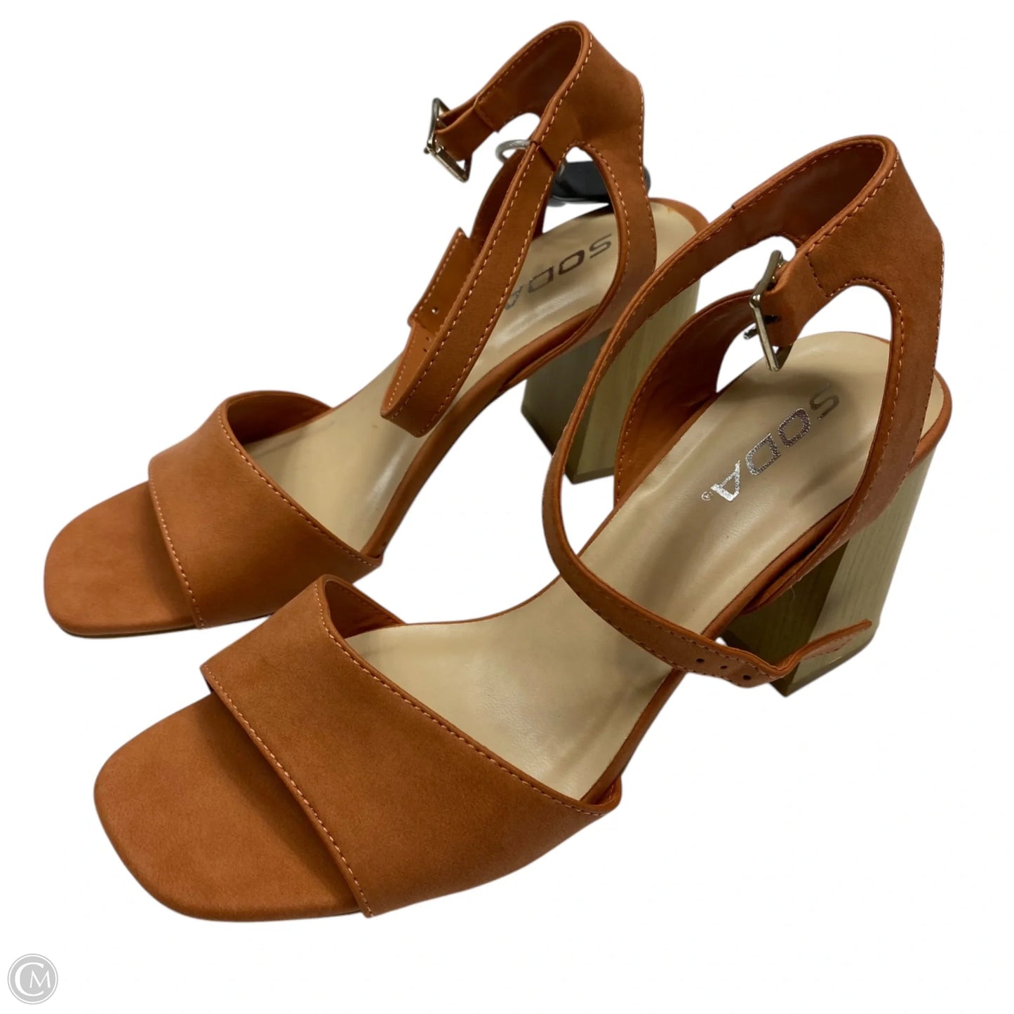 Sandals Heels Block By Soda In Orange, Size: 7.5