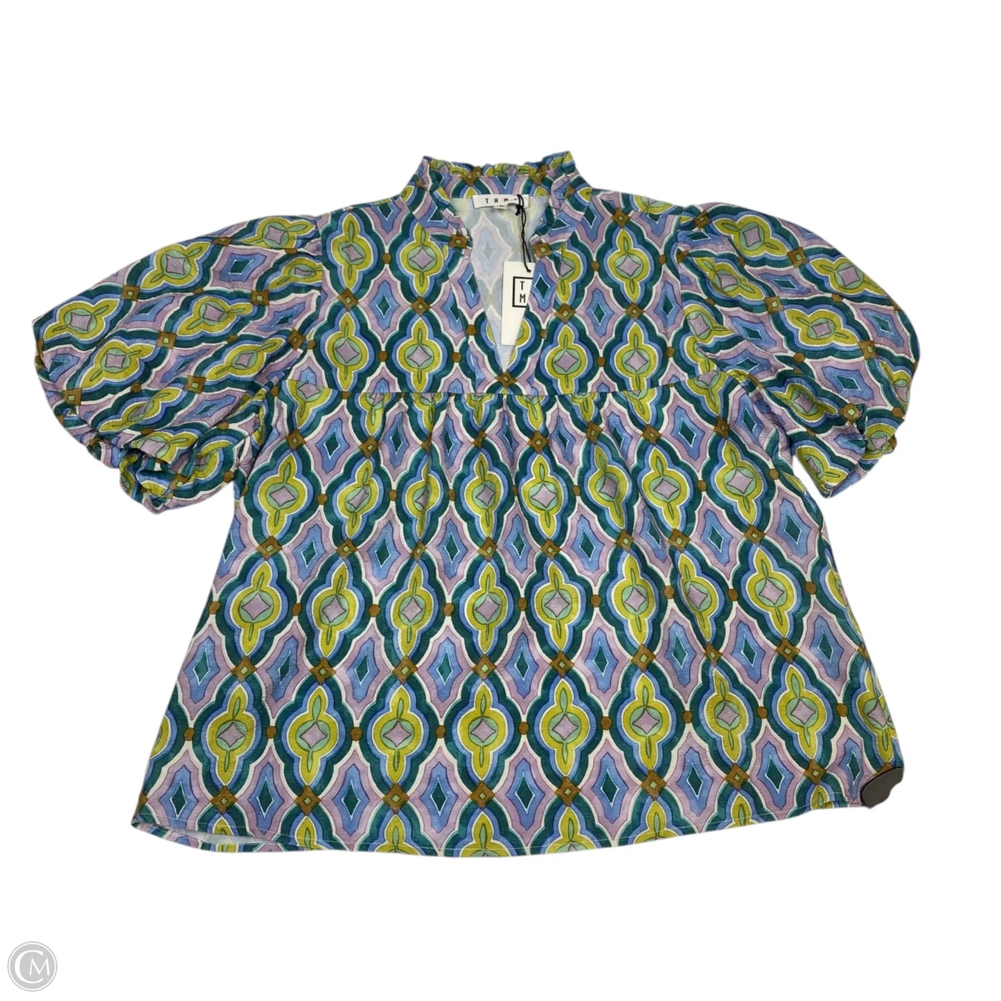 Top Short Sleeve By Thml In Blue & Green, Size: M