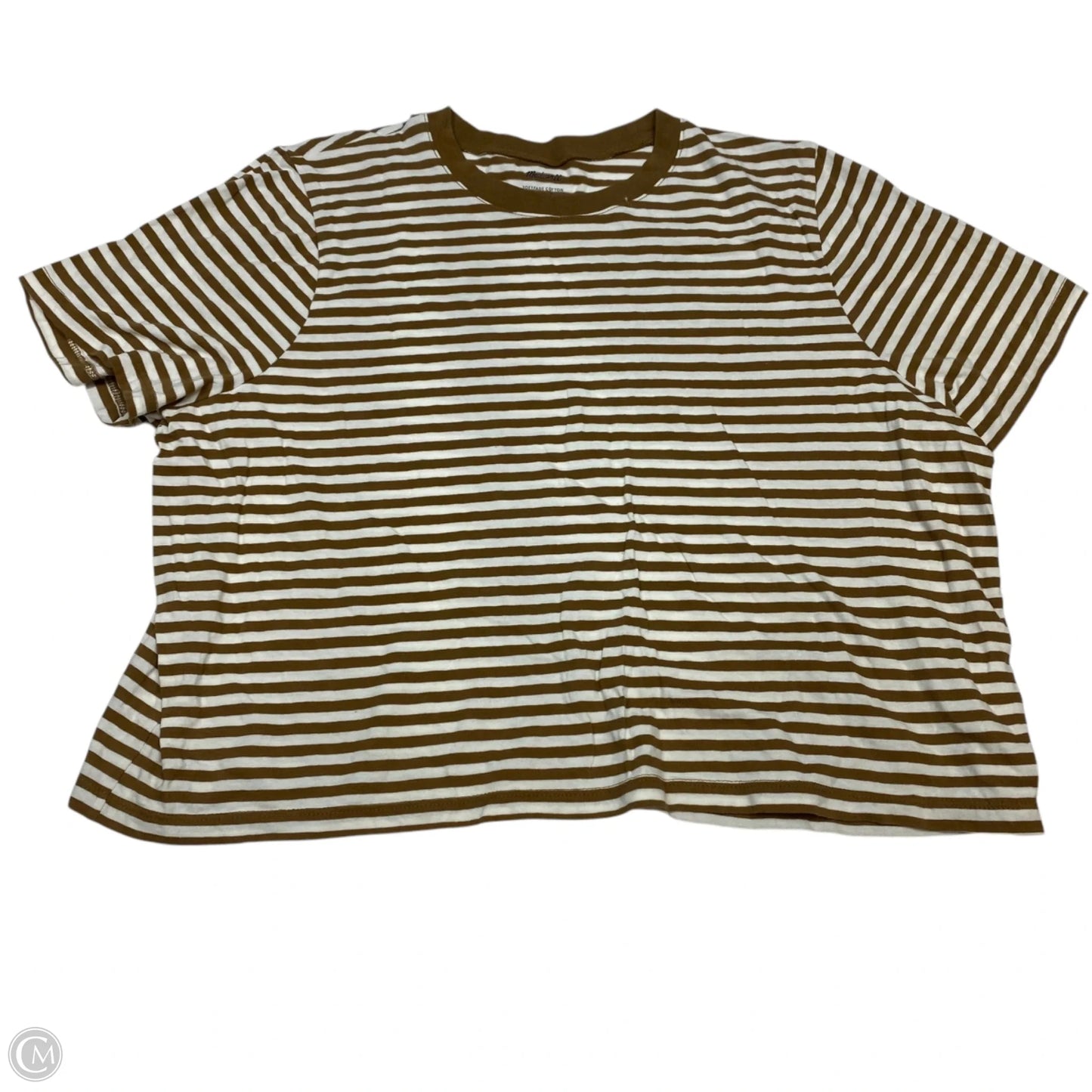 Top Short Sleeve By Madewell In Brown & Cream, Size: L