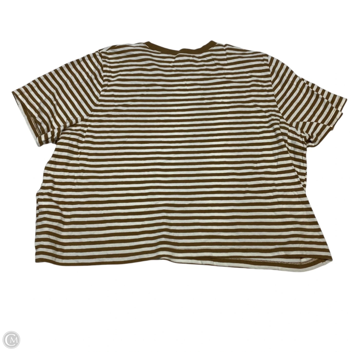 Top Short Sleeve By Madewell In Brown & Cream, Size: L