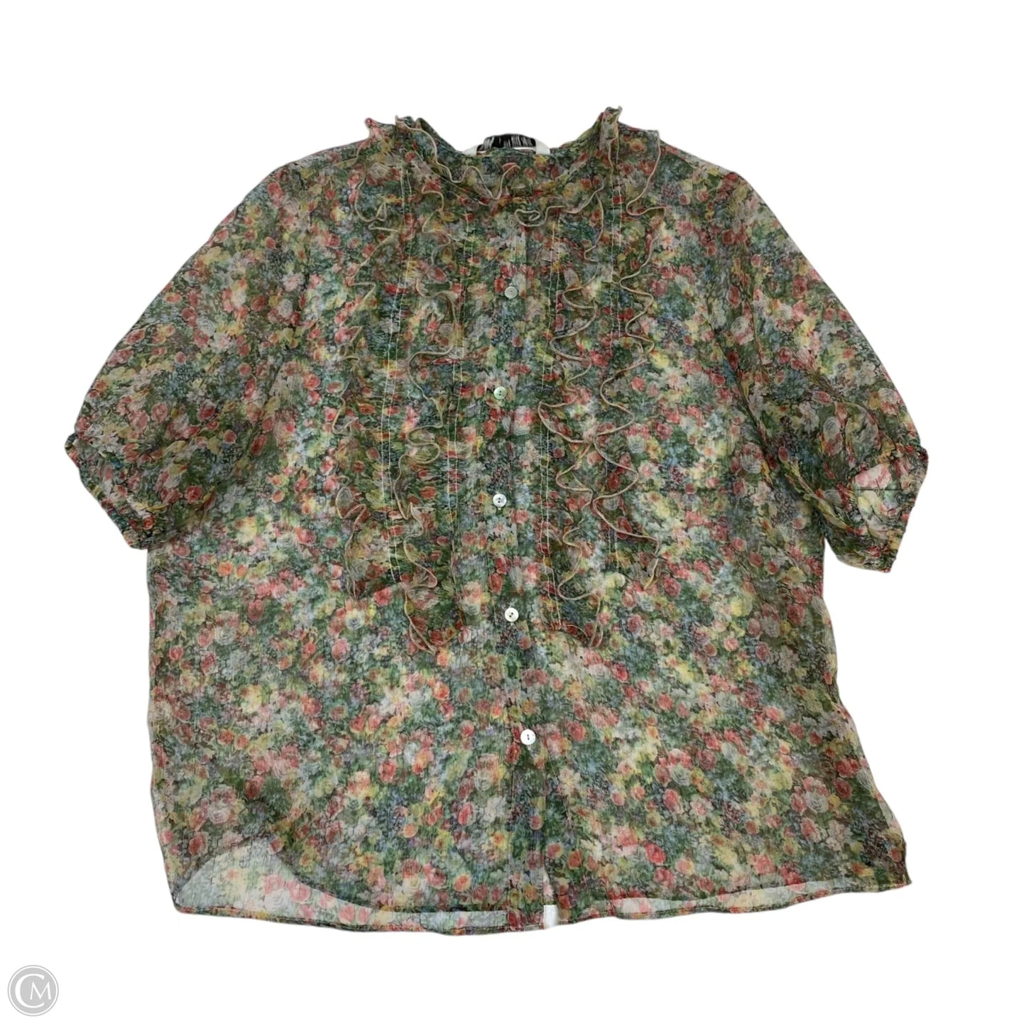 Blouse Short Sleeve By Zara In Floral Print, Size: S