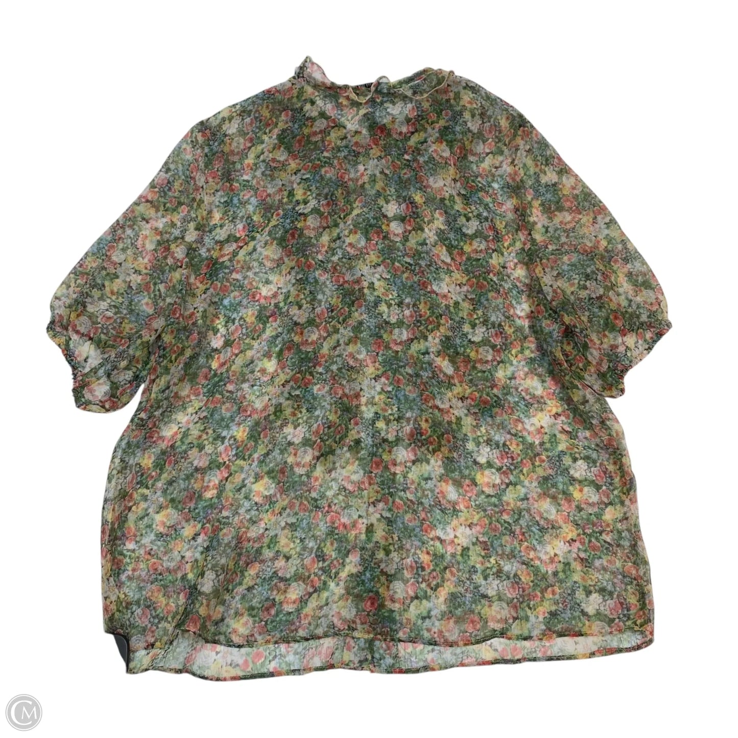 Blouse Short Sleeve By Zara In Floral Print, Size: S