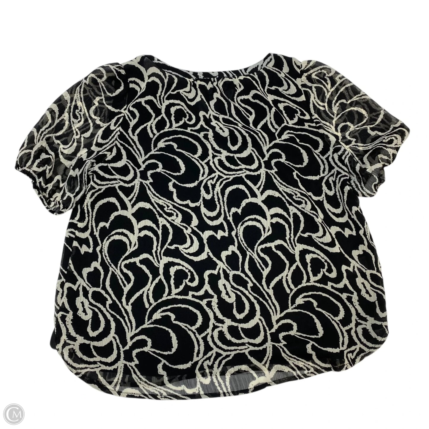 Blouse Short Sleeve By Loft In Black & White, Size: M