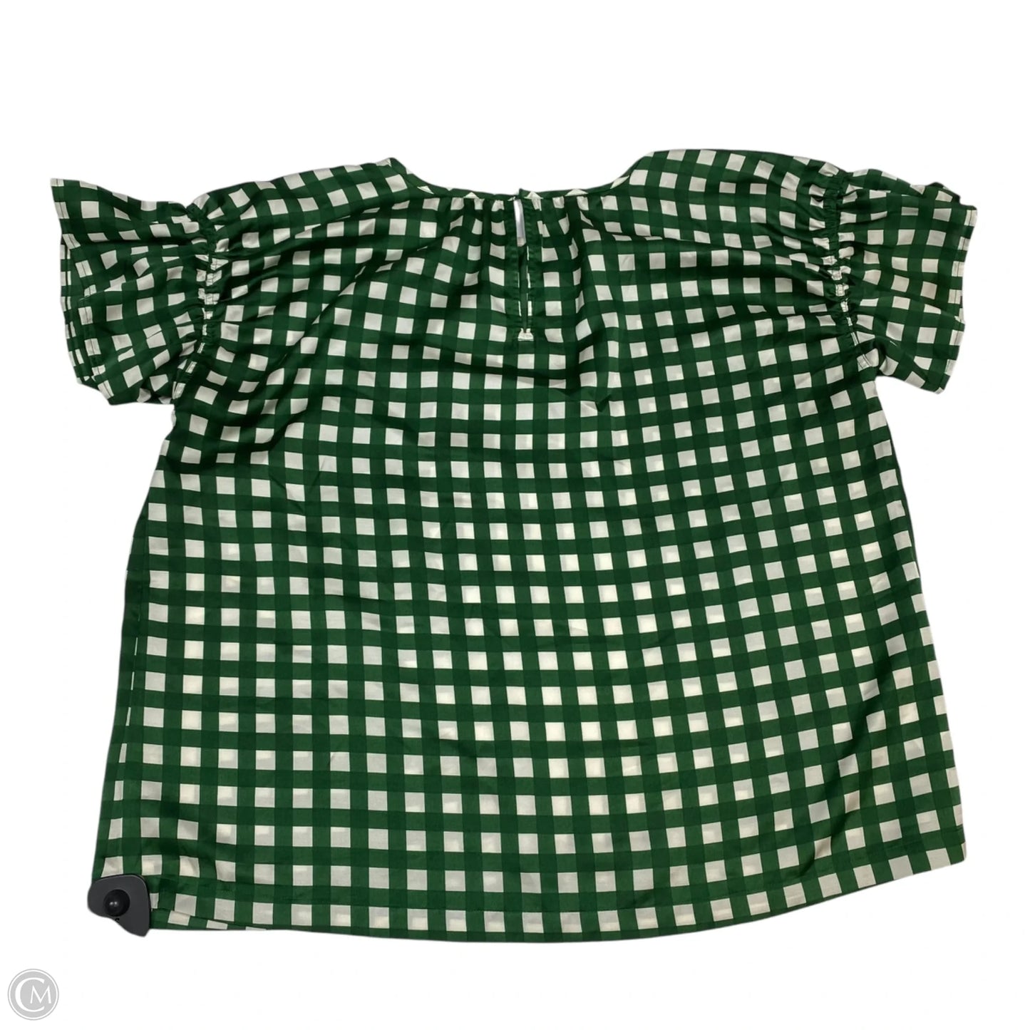 Blouse Short Sleeve By Ann Taylor In Green & White, Size: M