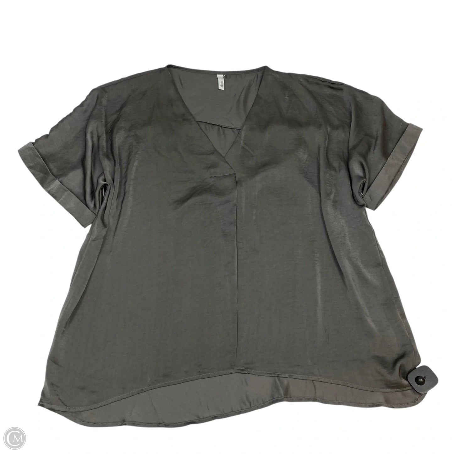 Blouse Short Sleeve By Glam In Grey, Size: L