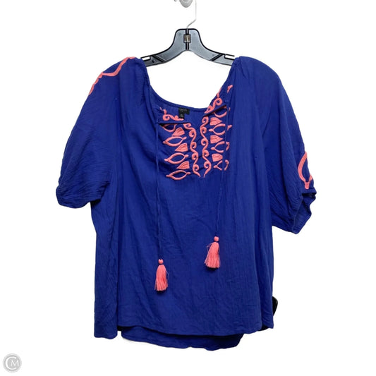Top Short Sleeve By Talbots In Blue & Pink, Size: Xlp