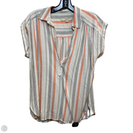 Top Short Sleeve By Loft In Pink & White, Size: Xs