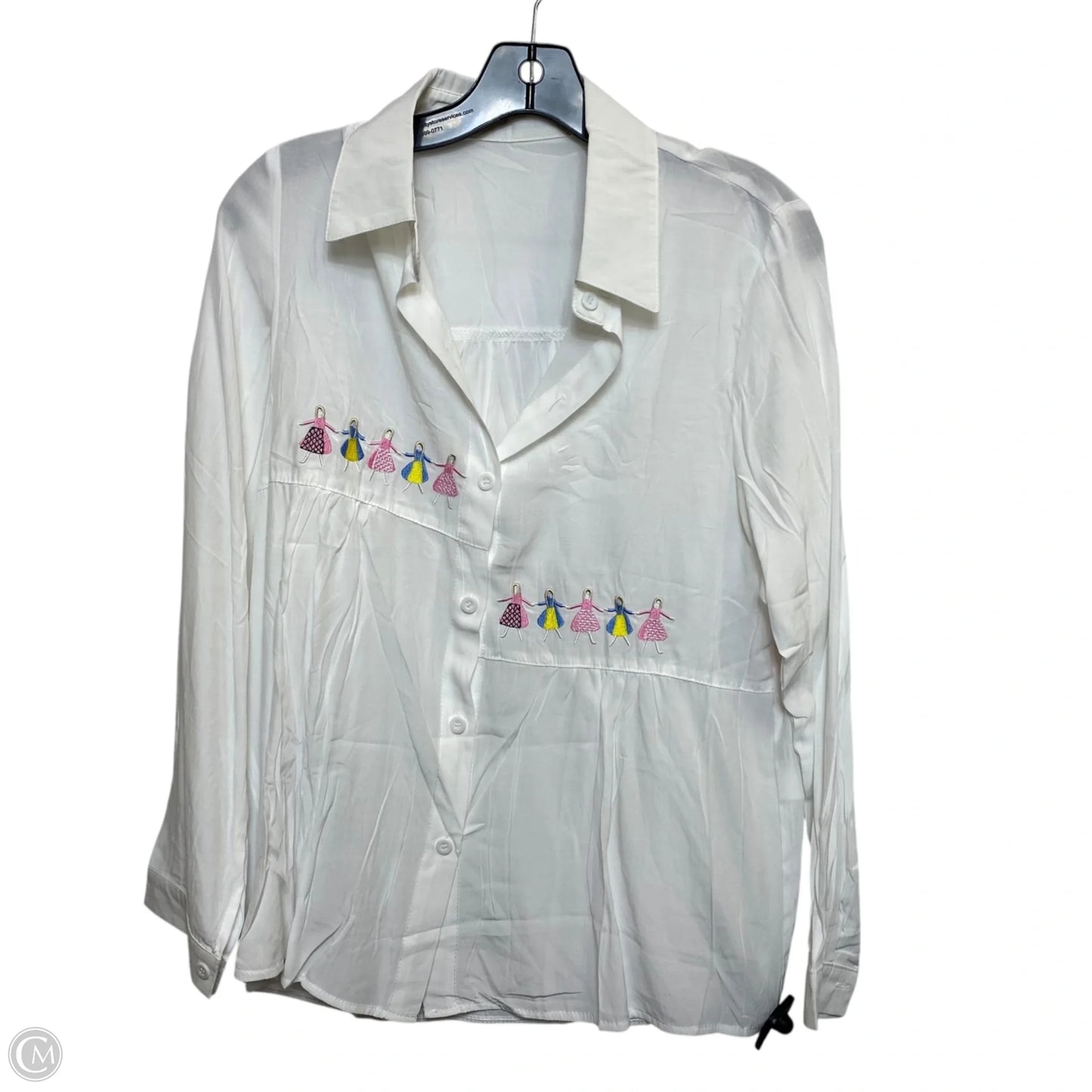 Top Long Sleeve By Clothes Mentor In White, Size: S