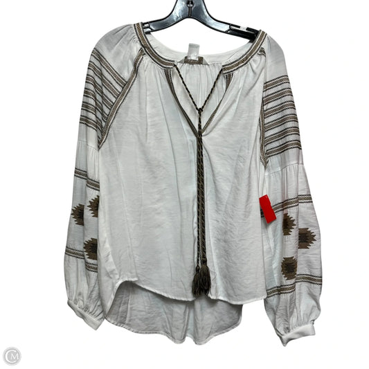 Top Long Sleeve By Apricot In Brown & White, Size: S