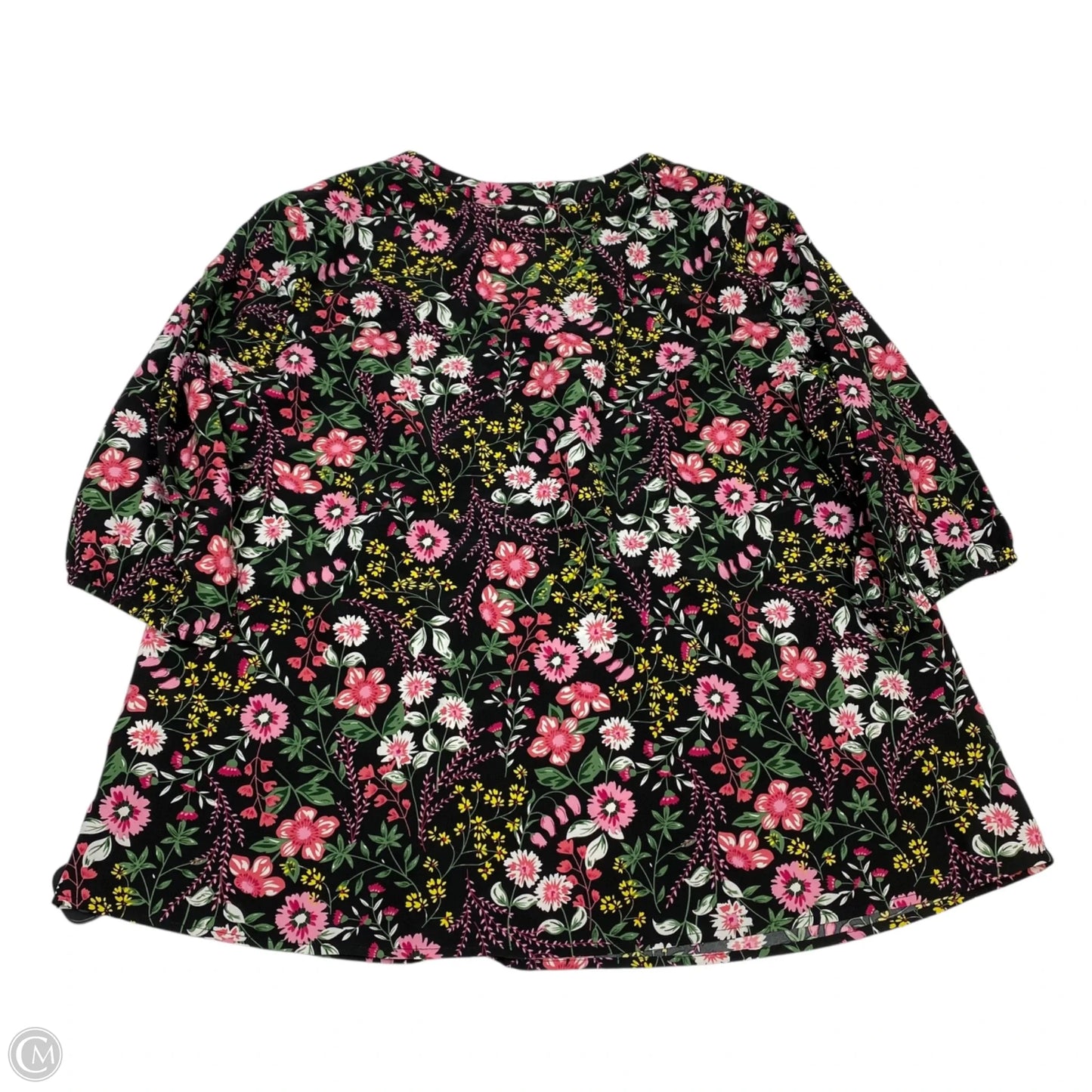 Top 3/4 Sleeve By Bloomchic In Black & Pink, Size: L