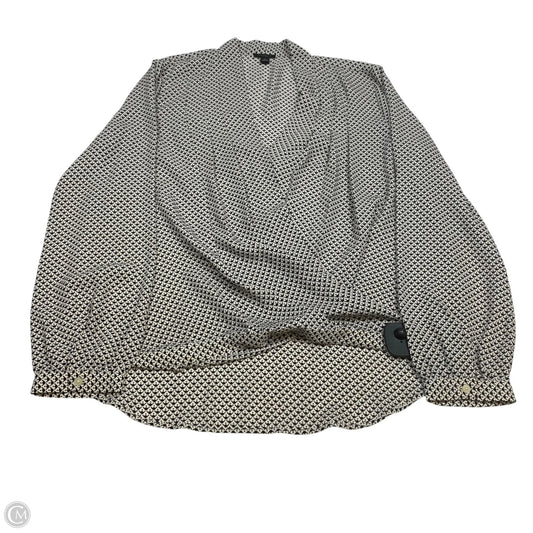 Top Long Sleeve By Ann Taylor In Blue & White, Size: M