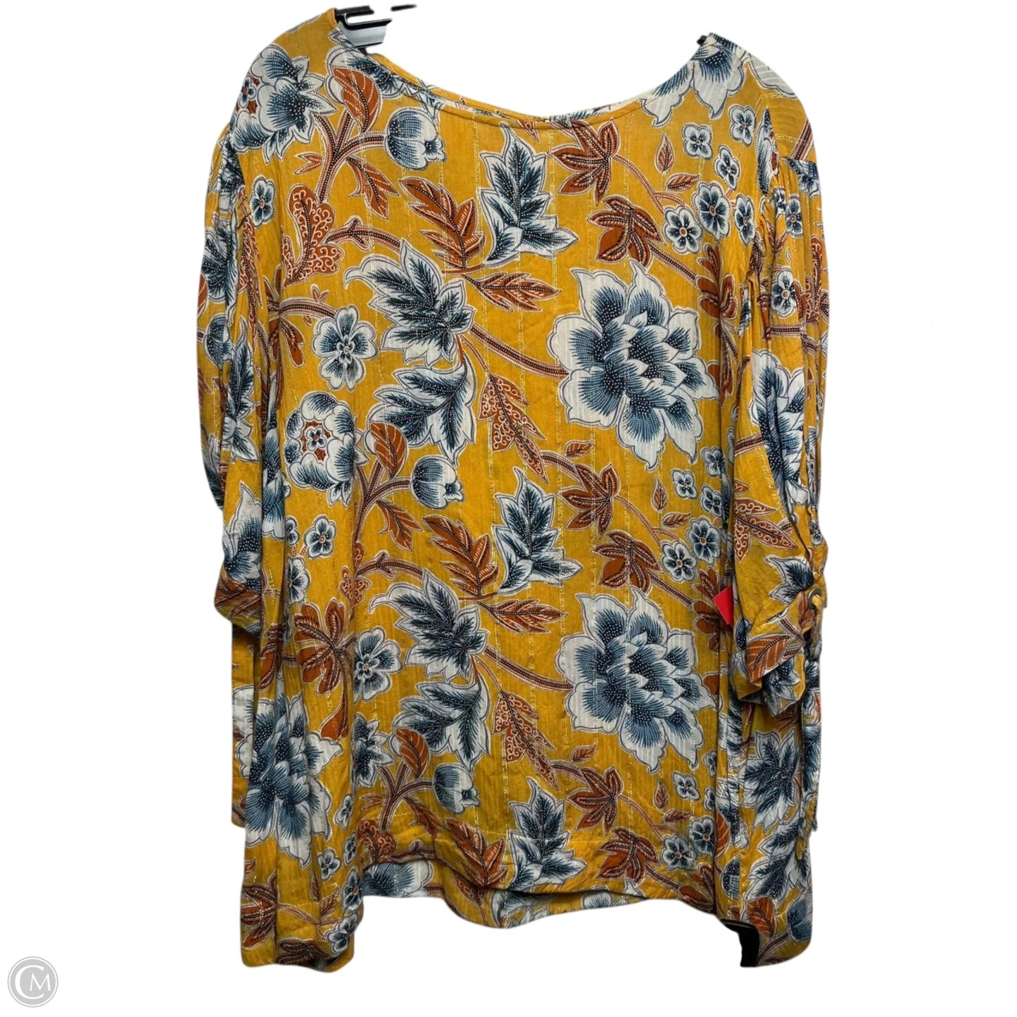 Top 3/4 Sleeve By Soft Surroundings In Yellow, Size: 1x