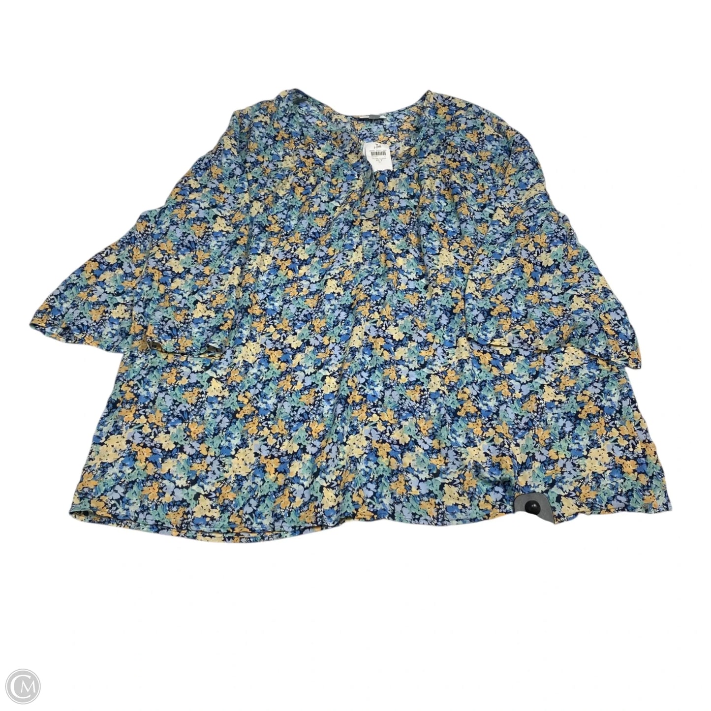 Top Long Sleeve By J. Jill In Blue & Yellow, Size: Xl