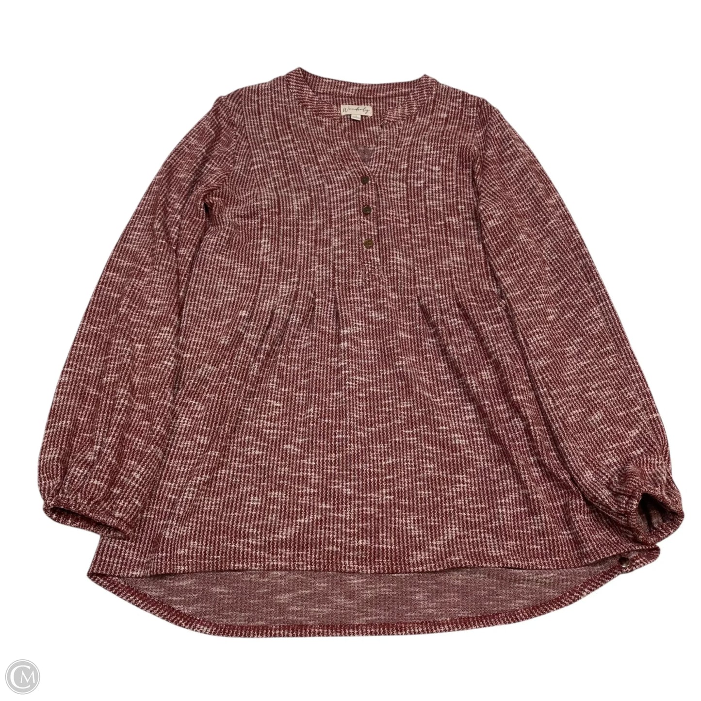 Top Long Sleeve By Wonderly In Red, Size: S