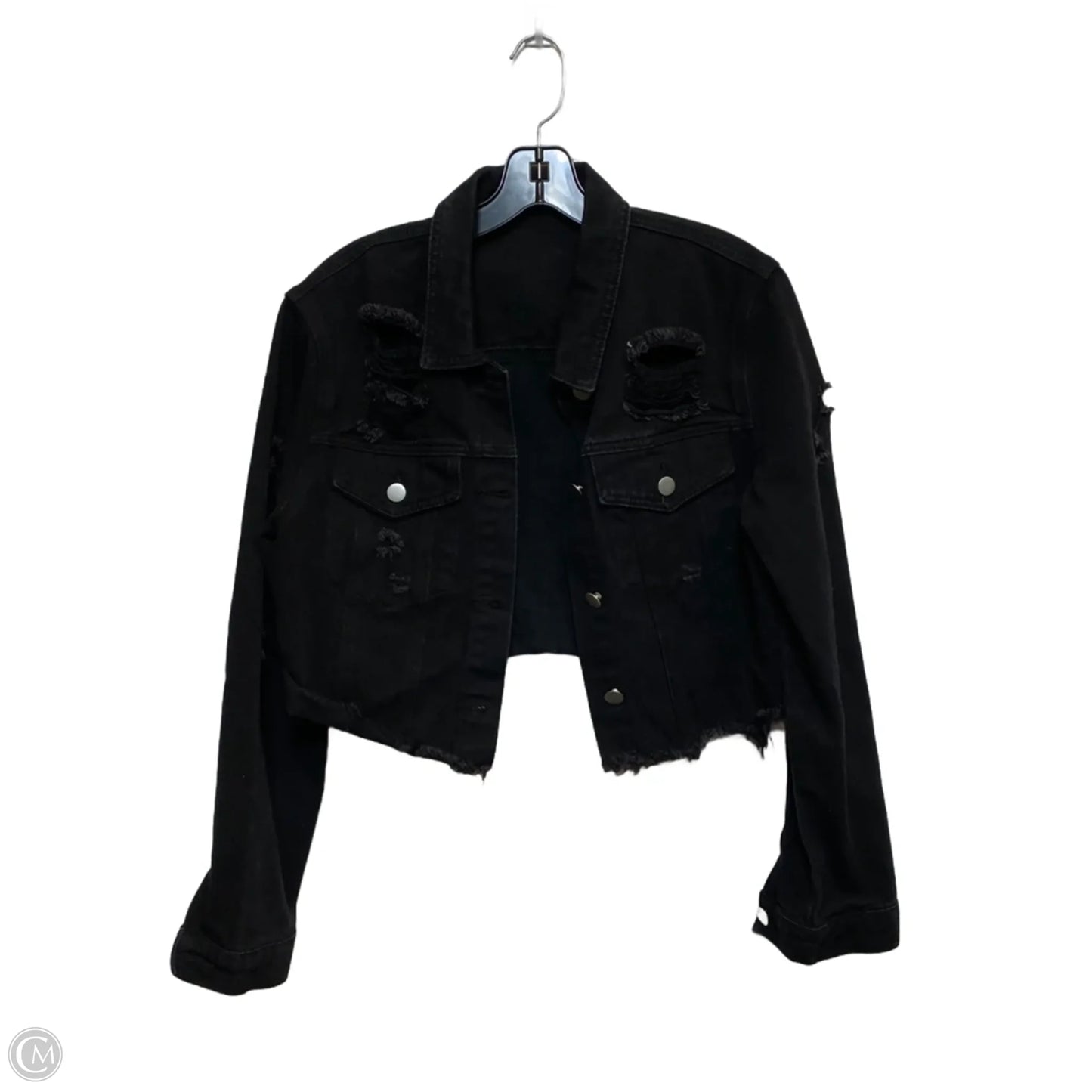 Jacket Denim By Shein In Black Denim, Size: S