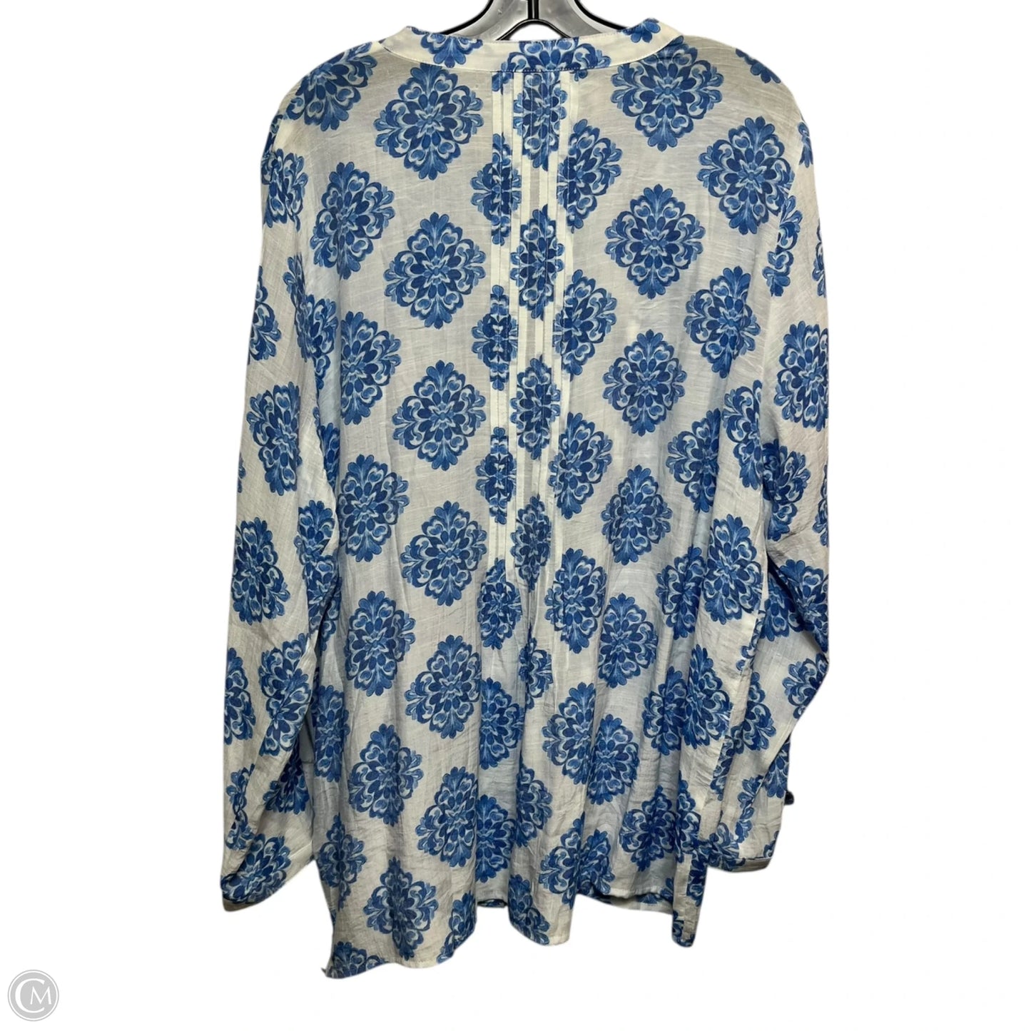 Top Long Sleeve By Nanette By Nanette Lepore In Blue & White, Size: Xl