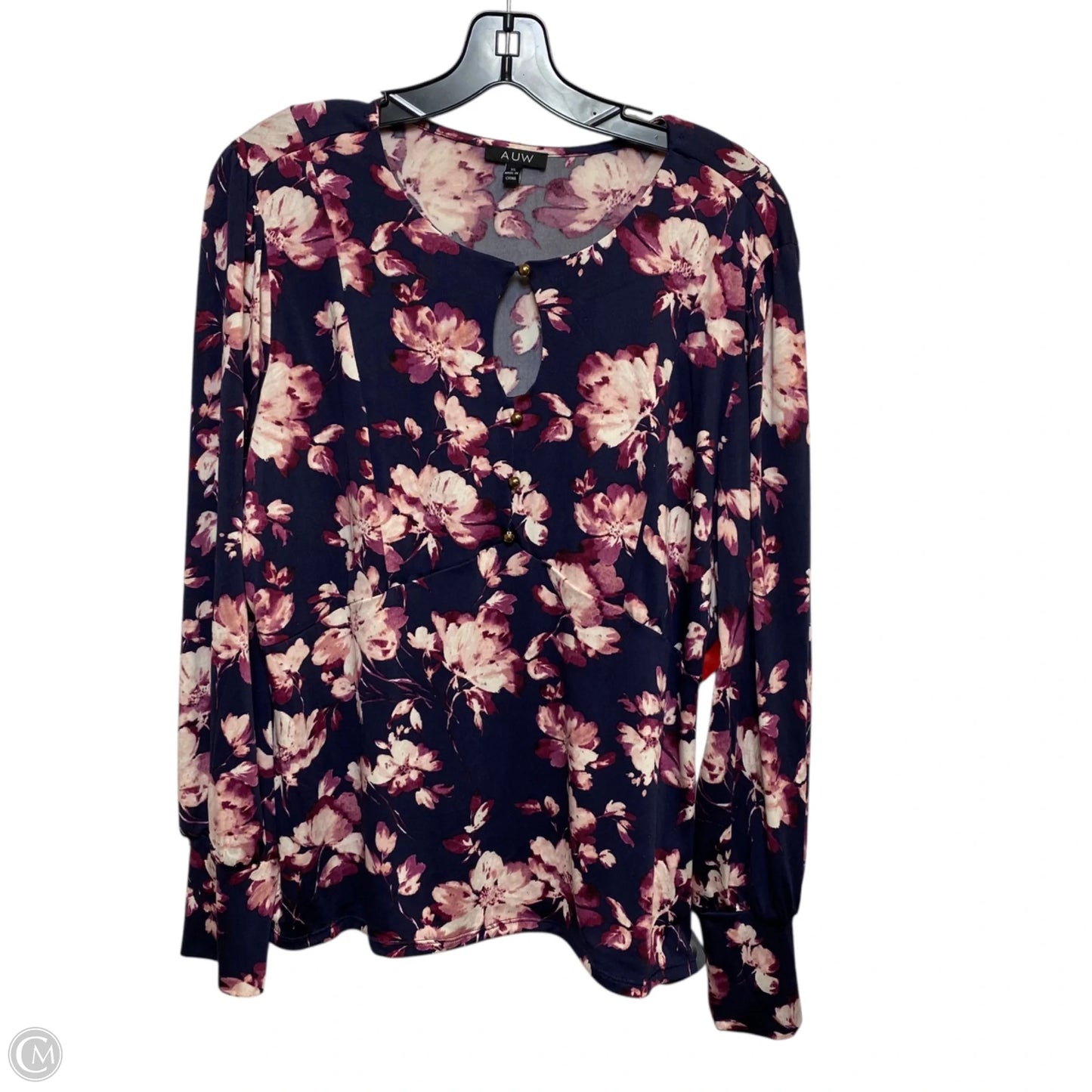 Top Long Sleeve By Auw In Blue & Purple, Size: Xl