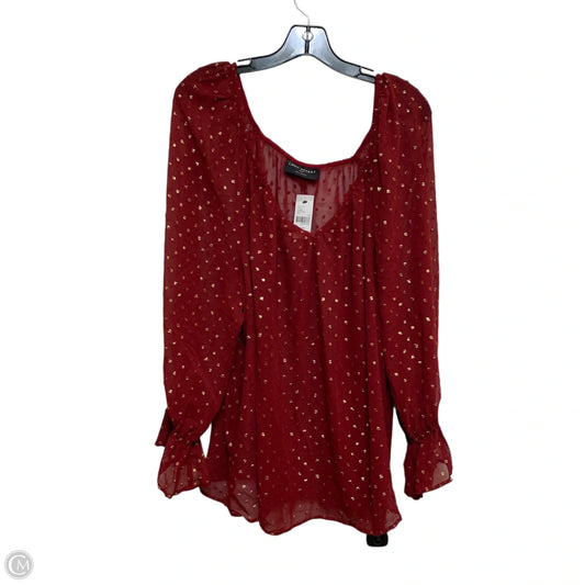 Top Long Sleeve By Lane Bryant In Gold & Red, Size: 3x