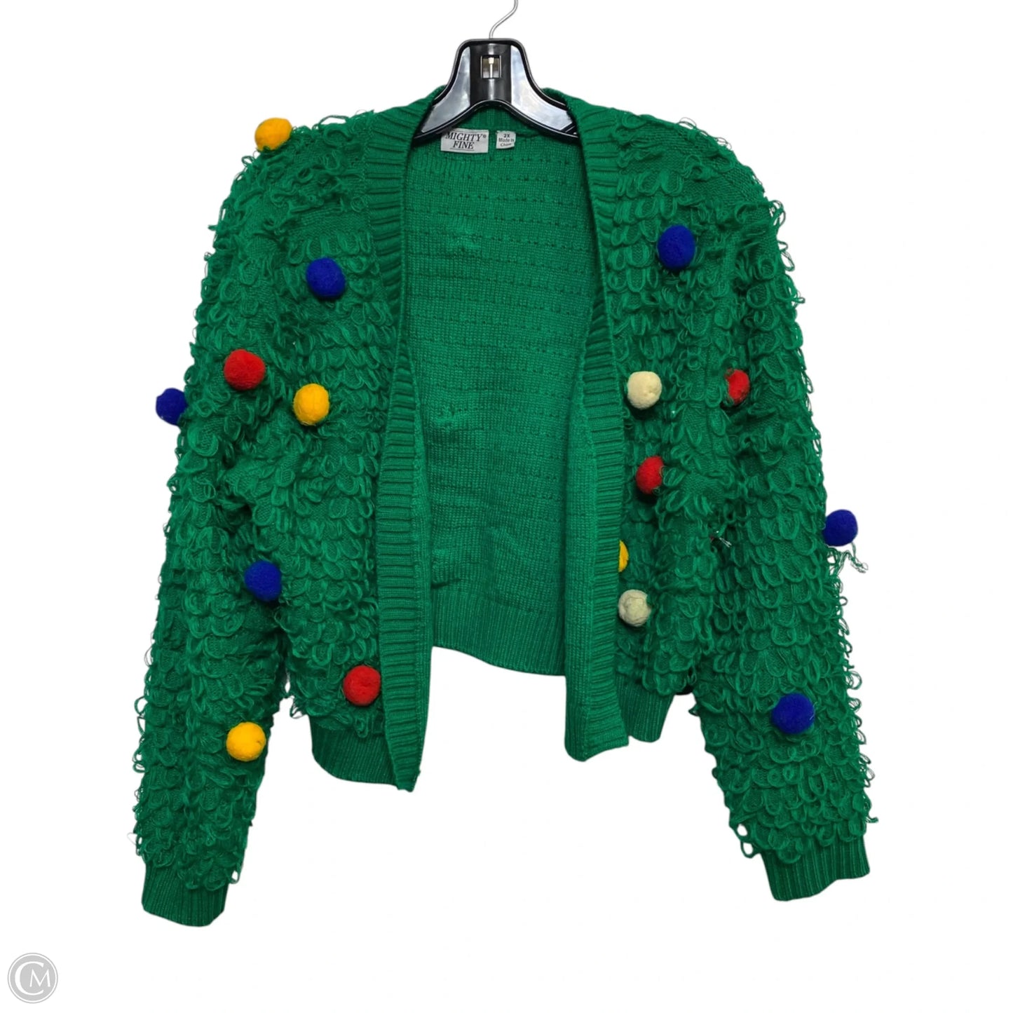 Sweater Cardigan By Mighty Fine In Green, Size: 2x