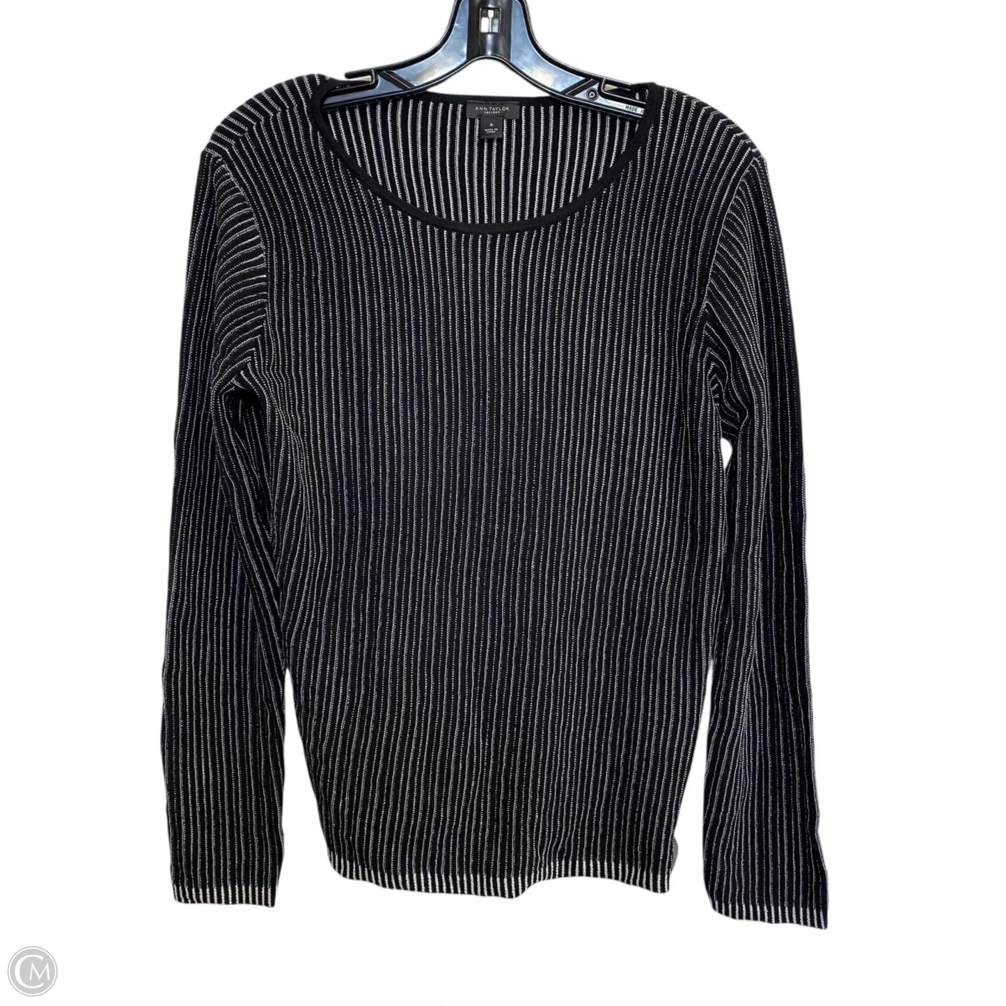 Top Long Sleeve By Ann Taylor In Black & White, Size: M