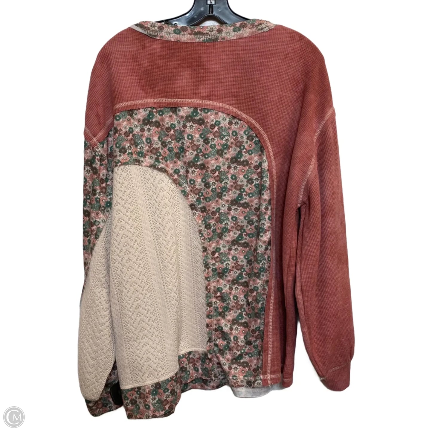 Top Long Sleeve By Pol In Green & Pink, Size: L