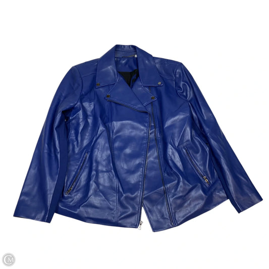 Jacket Moto By Chicos In Blue, Size: Xl