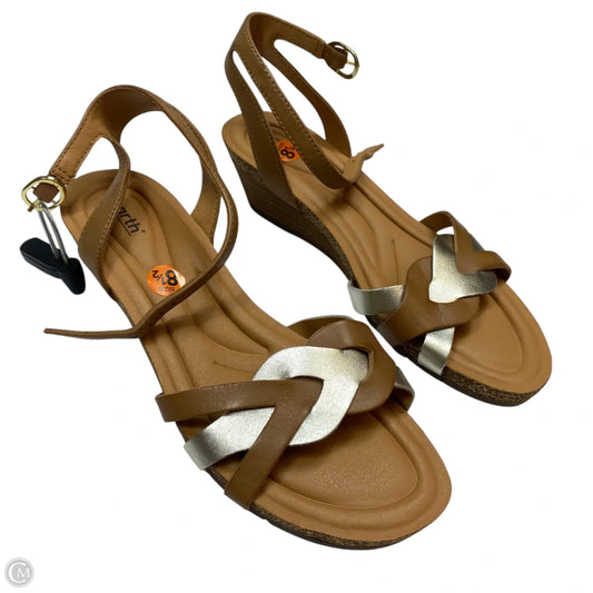 Sandals Heels Wedge By Earth In Tan, Size: 8.5