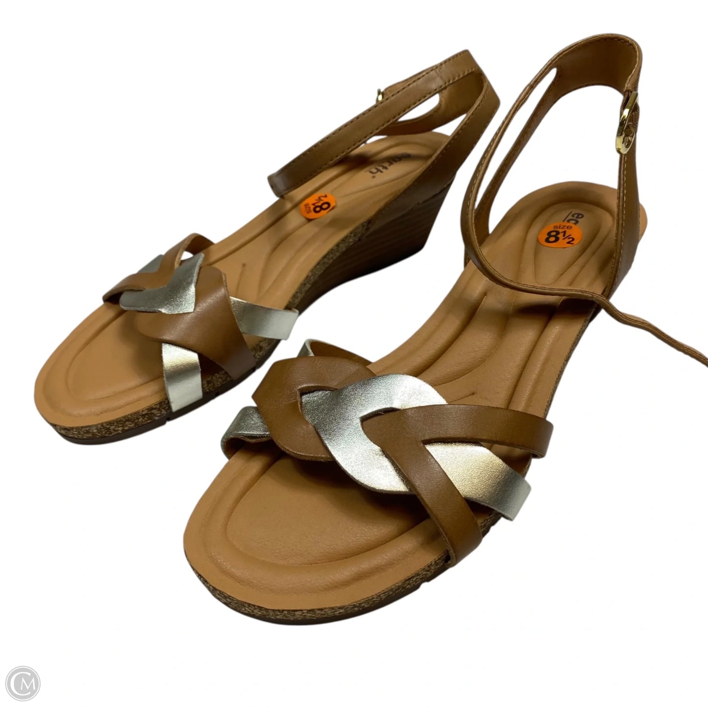 Sandals Heels Wedge By Earth In Tan, Size: 8.5