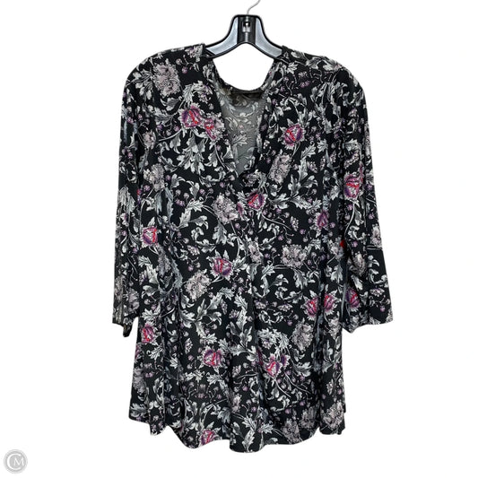 Top Long Sleeve By Lane Bryant In Grey & Pink, Size: 2x