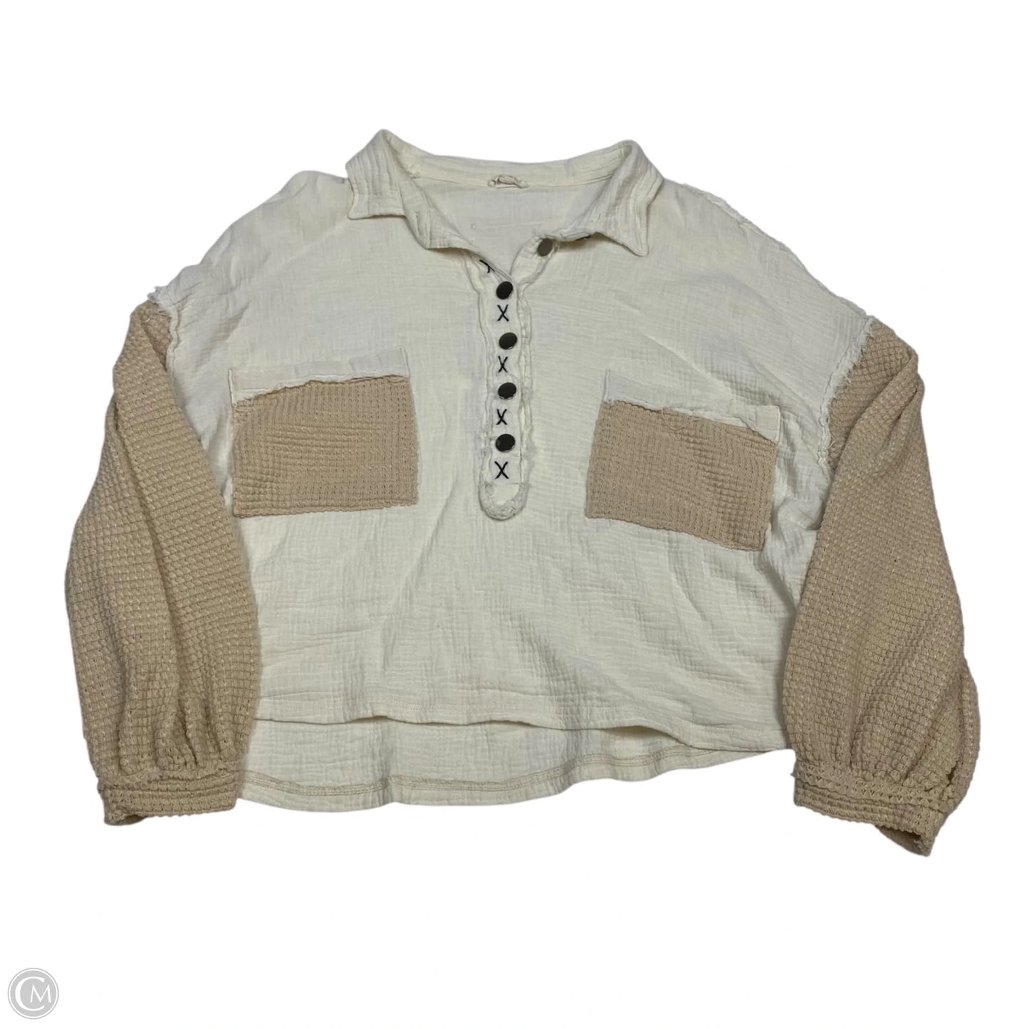 Top Long Sleeve By Pol In Cream, Size: M