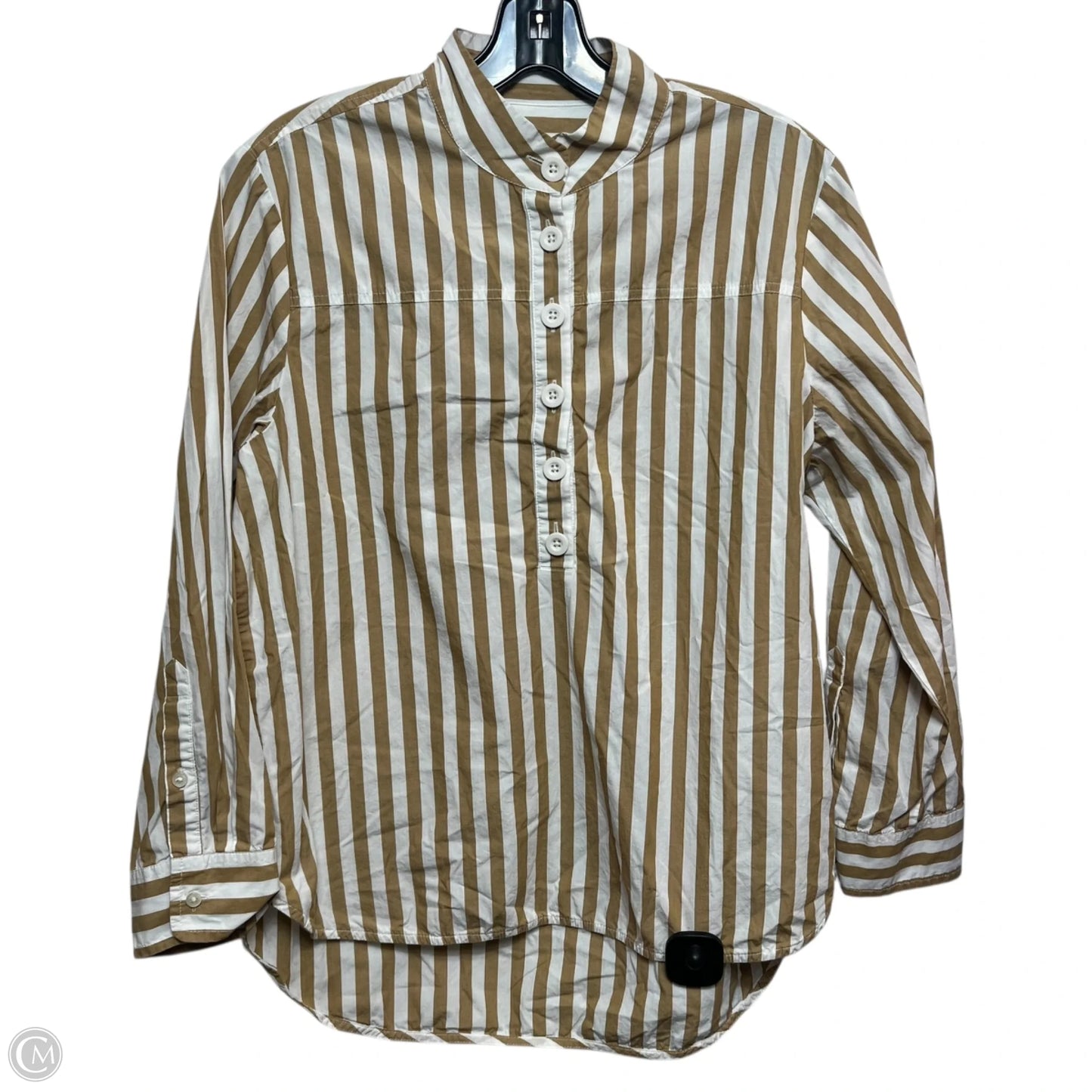 Top Long Sleeve By J. Crew In Tan & White, Size: S