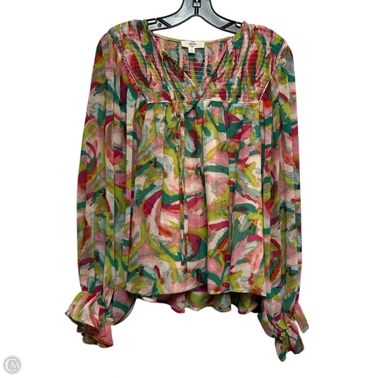 Top Long Sleeve By Entro In Green & Pink, Size: S