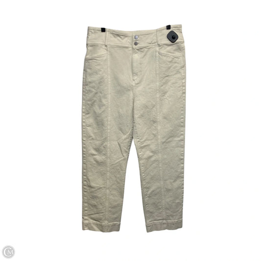 Jeans Straight By Ann Taylor In Cream Denim, Size: 14
