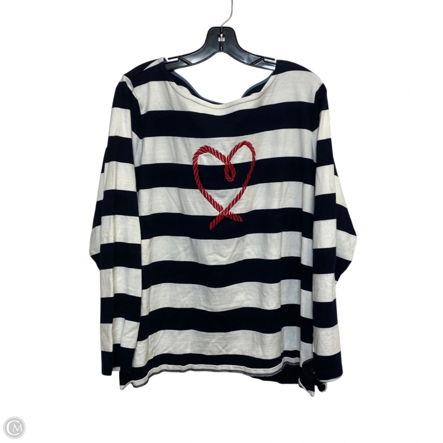 Top Long Sleeve By Talbots In Blue & White, Size: 2x