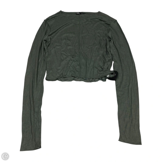 Top Long Sleeve By Zara In Green, Size: M
