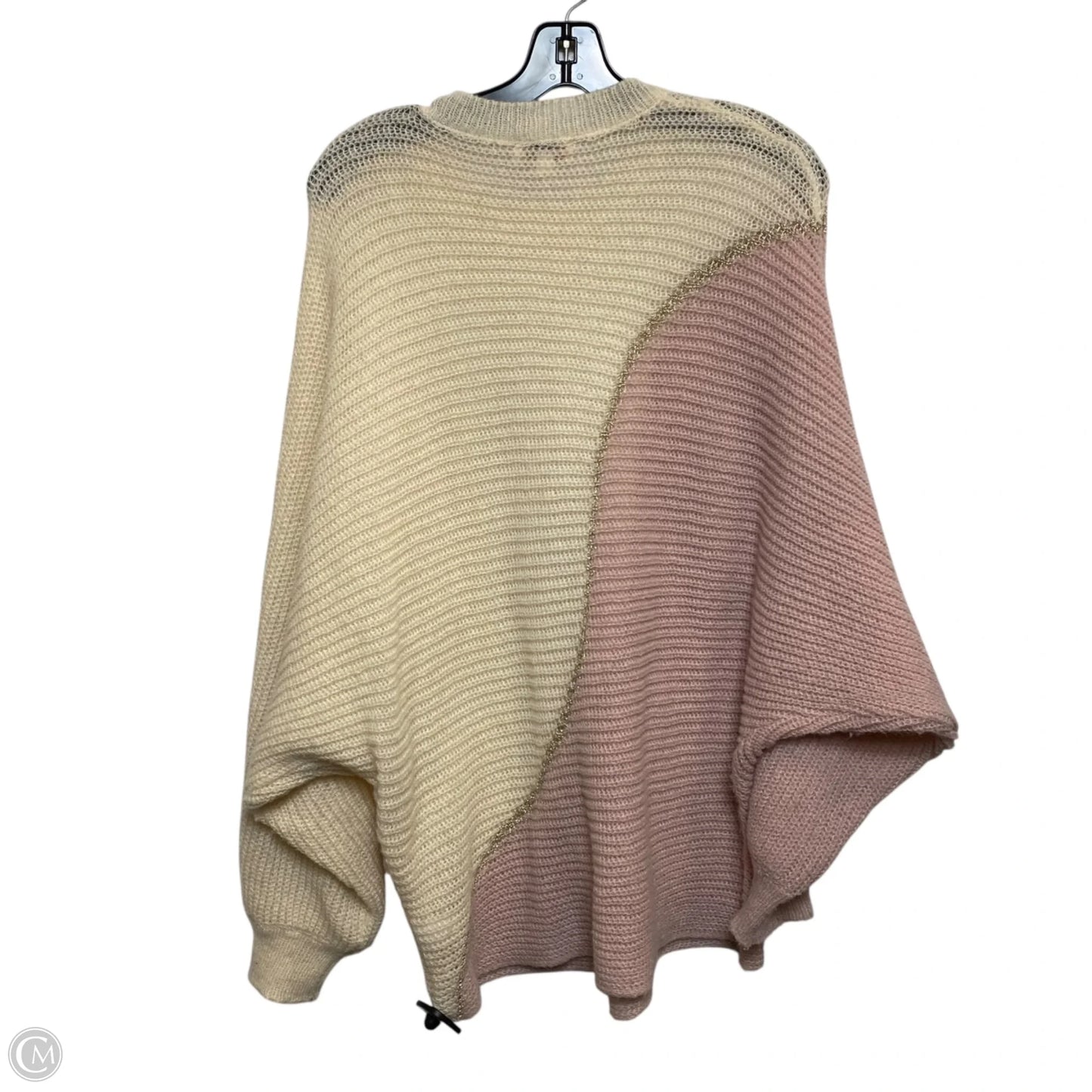 Sweater By Andree By Unit In Cream & Pink, Size: L