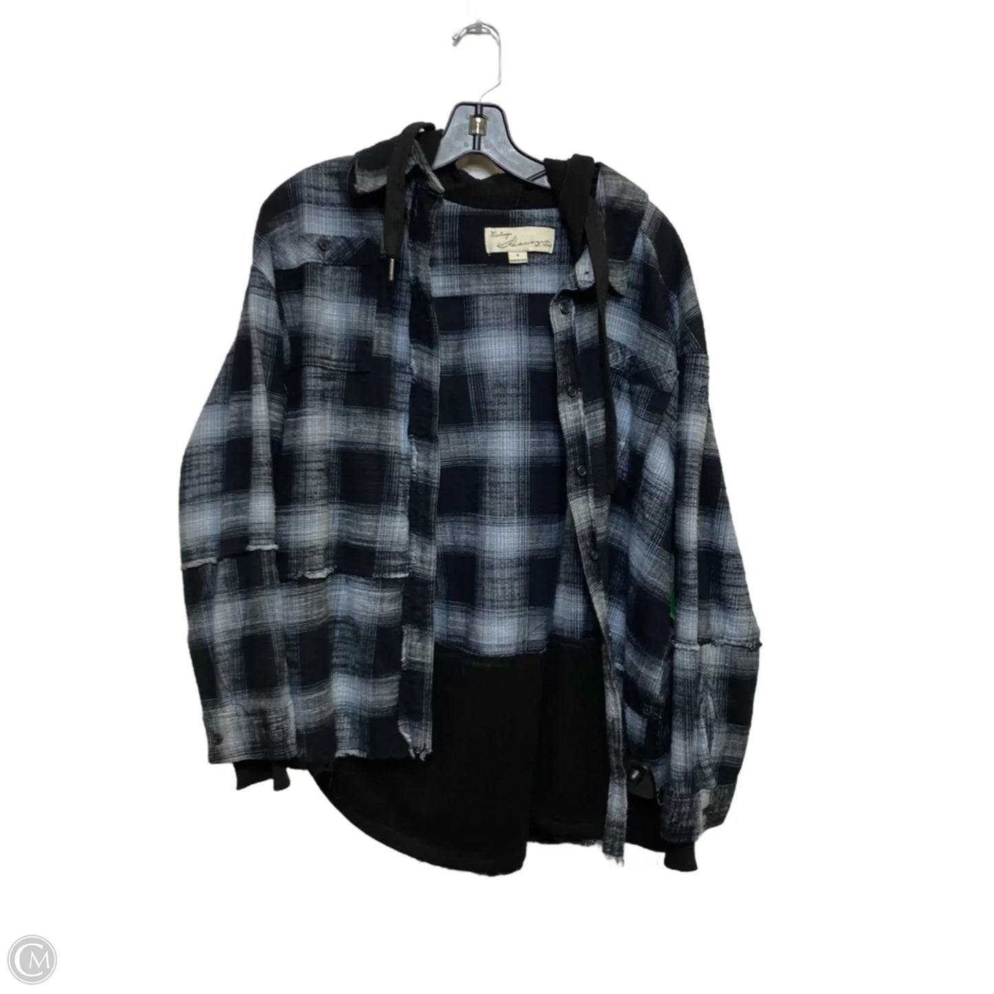 Jacket Shirt By Vintage Havana In Black & Grey, Size: S