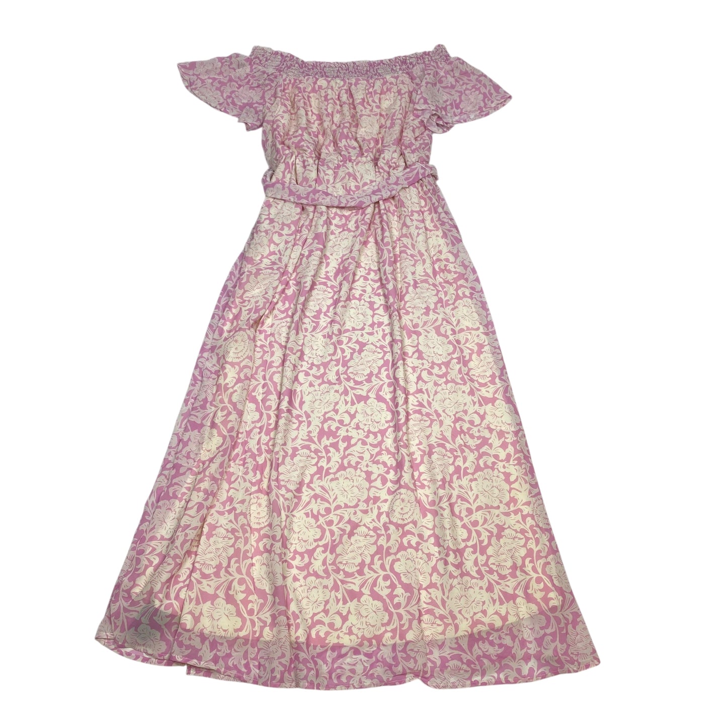 Dress Casual Midi By Mila Mae In Cream & Pink, Size: L