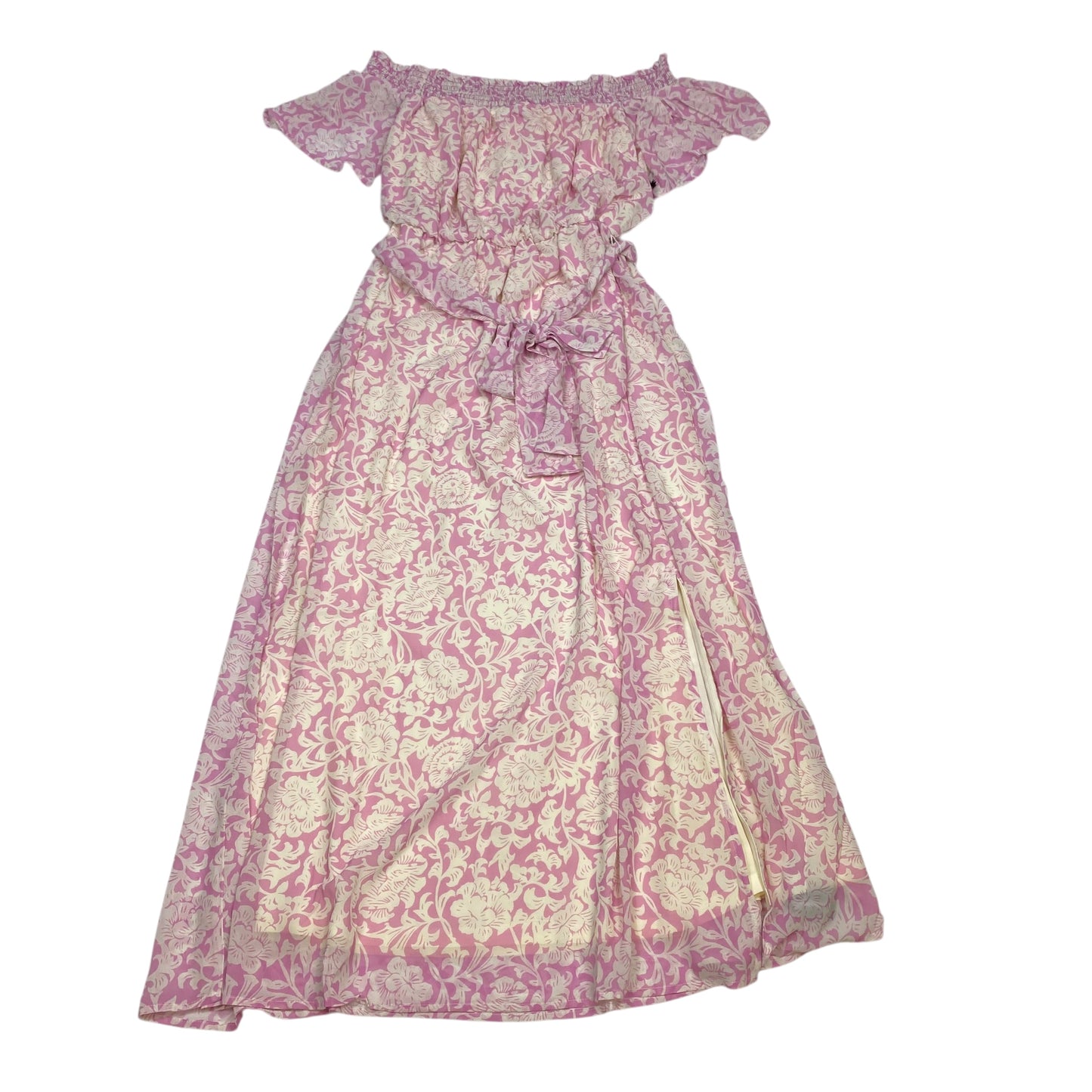 Dress Casual Midi By Mila Mae In Cream & Pink, Size: L