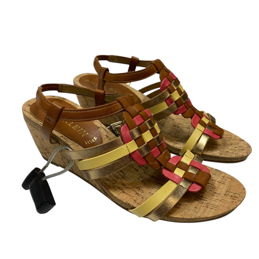 Sandals Heels Wedge By Anne Klein In Brown & Pink, Size: 5