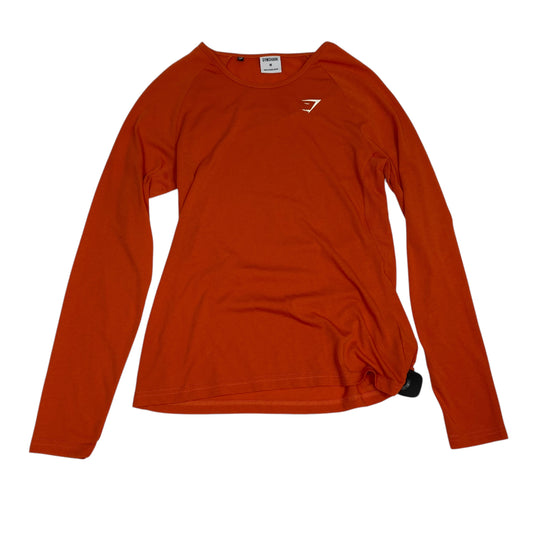 Athletic Top Long Sleeve Crewneck By Gym Shark In Orange, Size: M