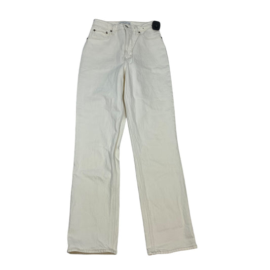 Jeans Straight By Abercrombie And Fitch In Cream Denim, Size: 2