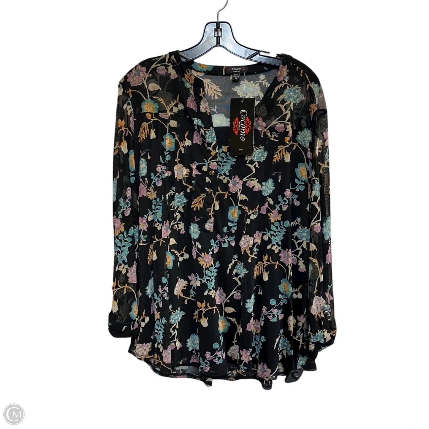 Top Long Sleeve By Cocomo In Black, Size: 3x