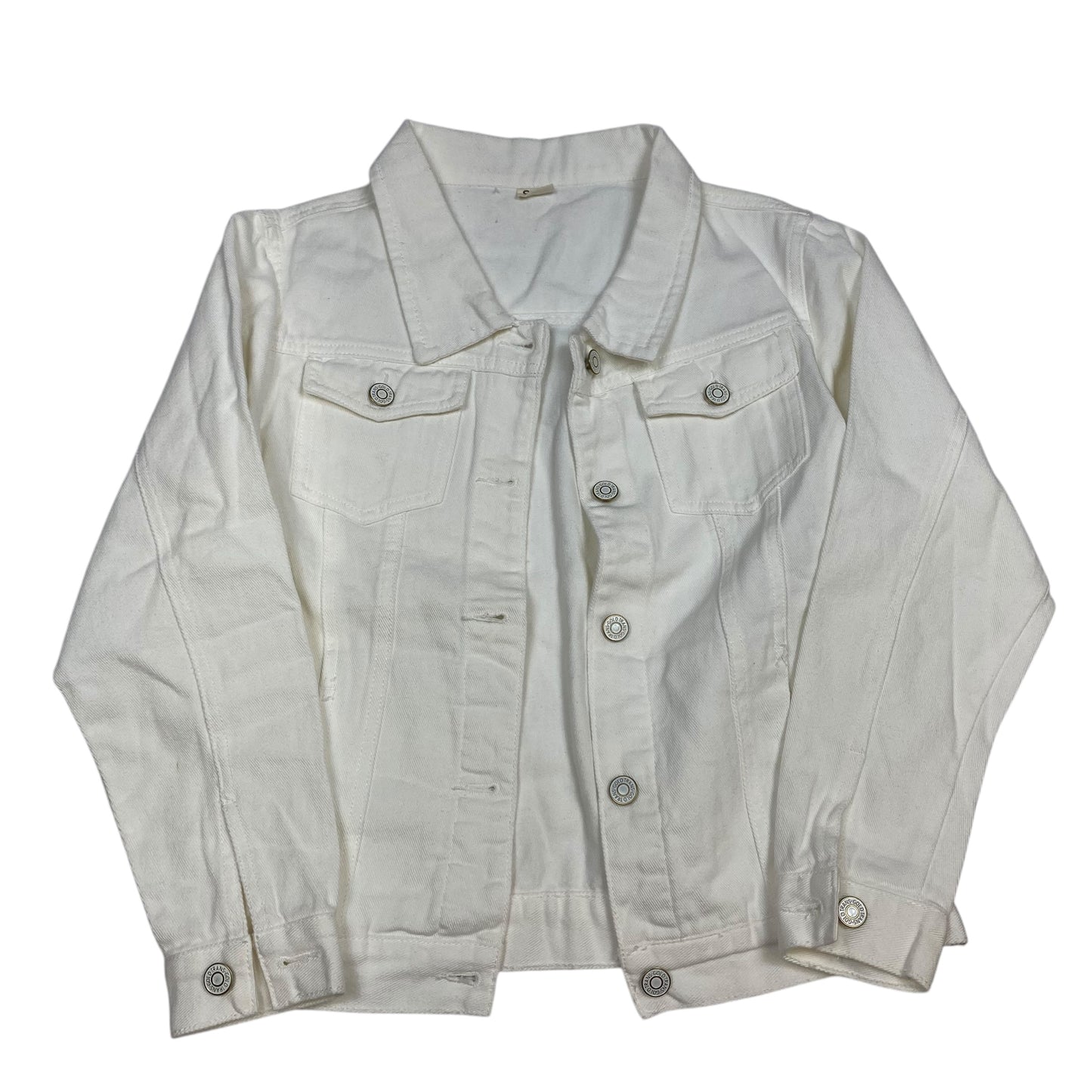 Jacket Denim By Clothes Mentor In White Denim, Size: S